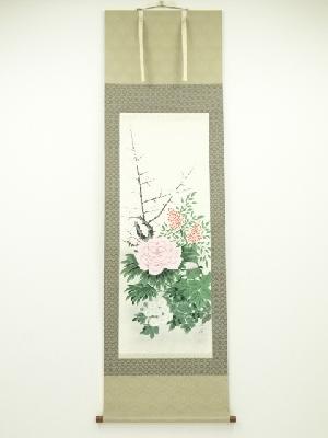 江河筆　四季草花　肉筆絹本掛軸